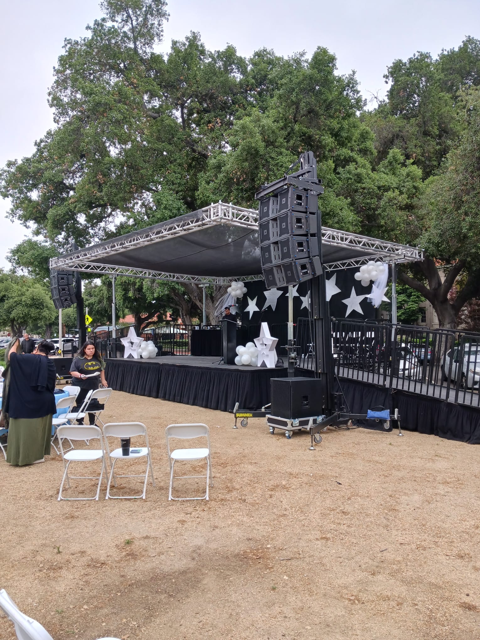 Steeldeck 24 x 20 x 3 stage with HD ramps, each side, in Fontana