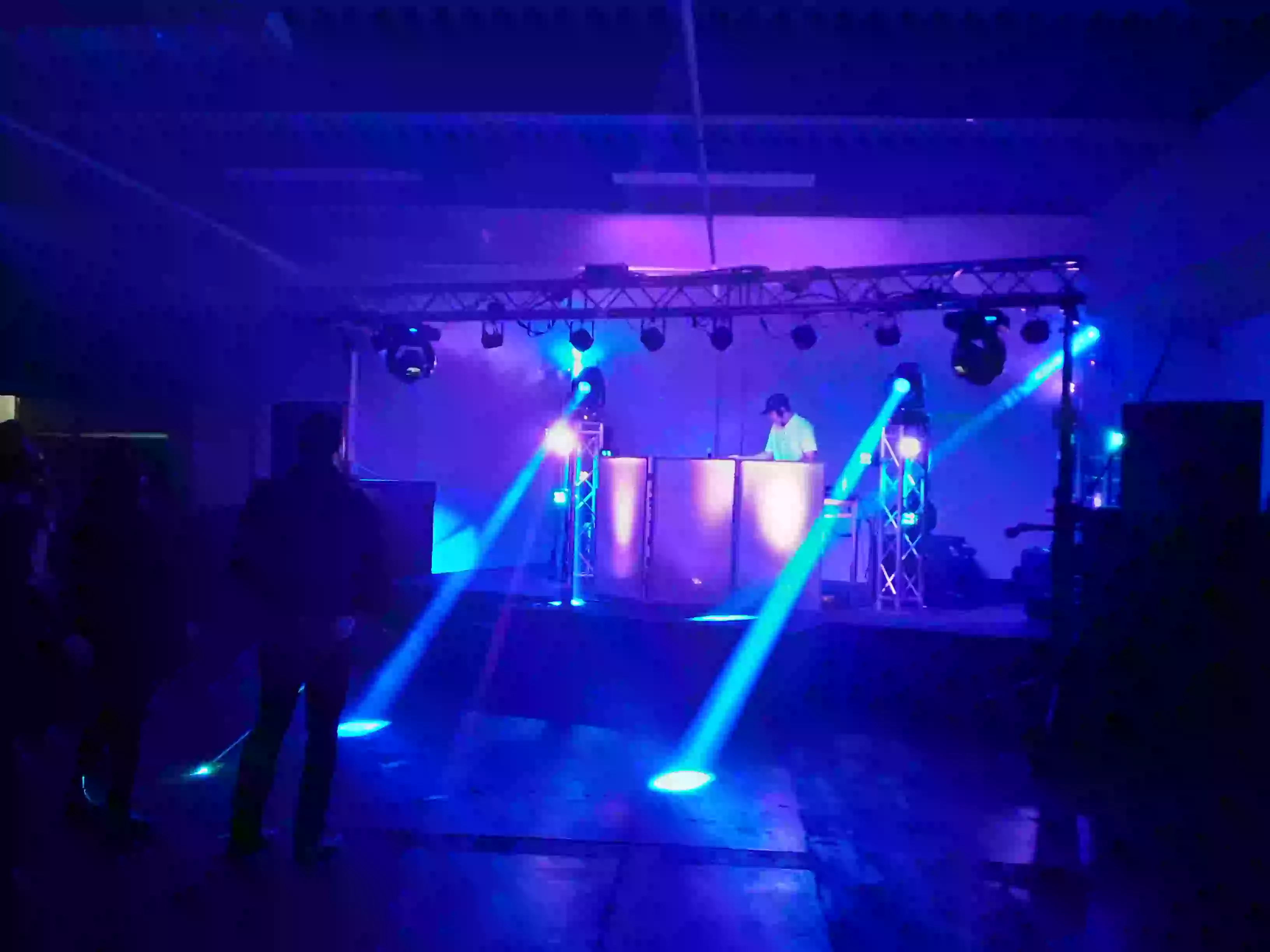Event lighting rental with uplighting, wash lighting, and stage lighting