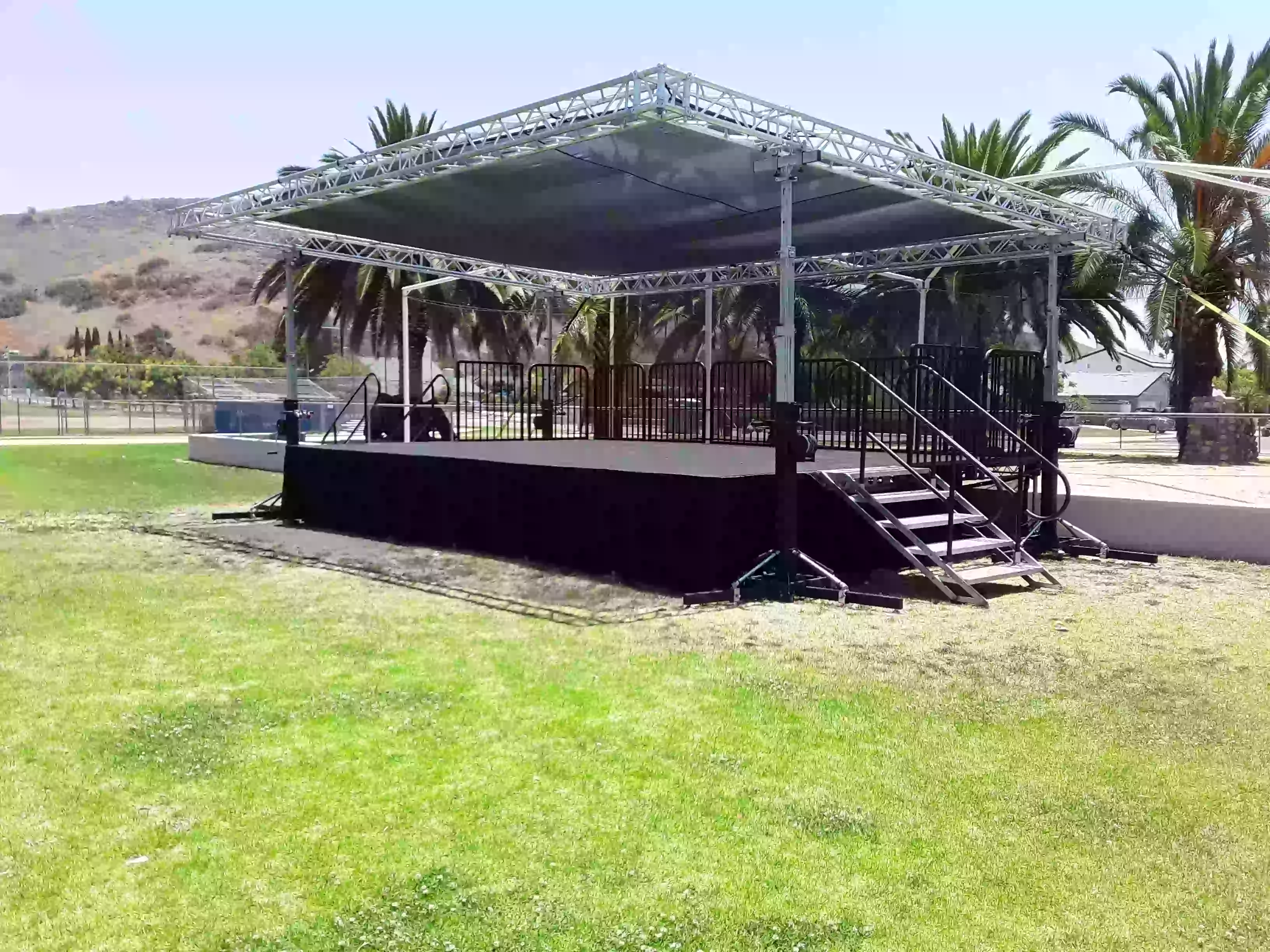 Steeldeck stage rental setup for a professional Southern California event