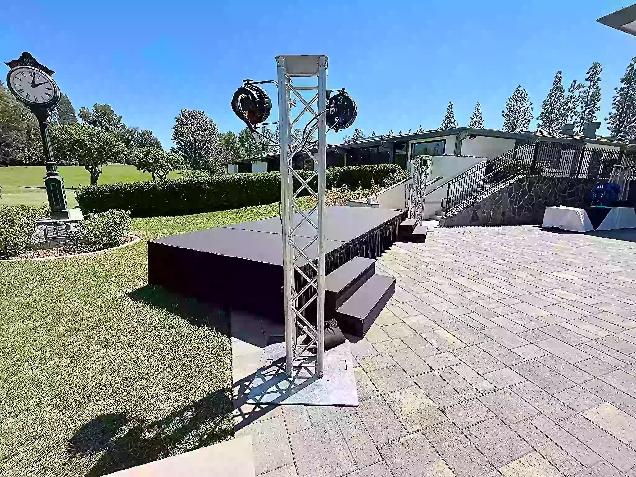 12 x 8 small event stage rental for DJs, ceremonies, and compact presentations in Southern California