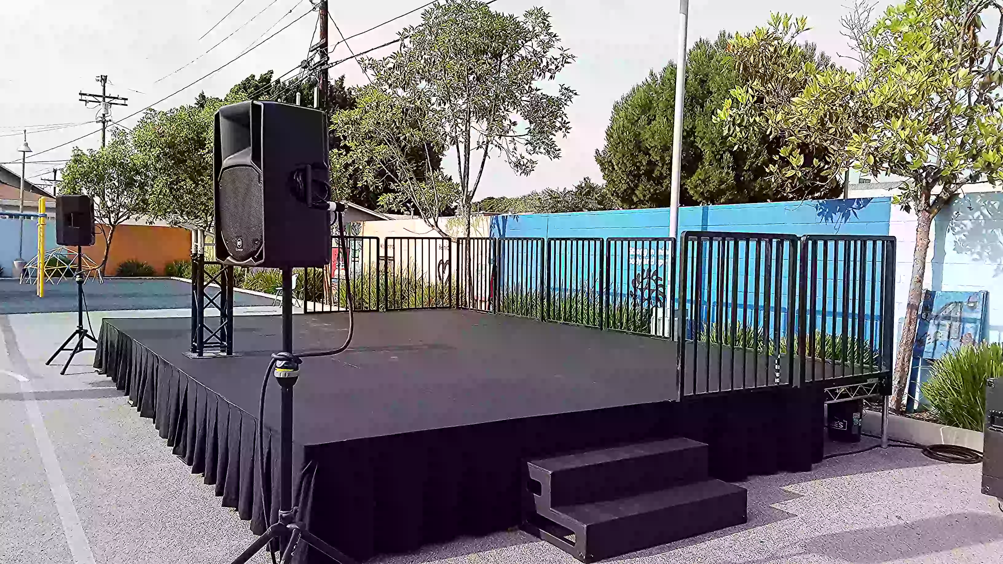 16 x 12 community market stage rental for school events, church events, small bands, and local gatherings